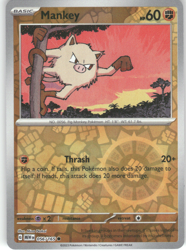 Mankey Reverse Holo Common SV: Scarlet & Violet 151 056/165 NM
