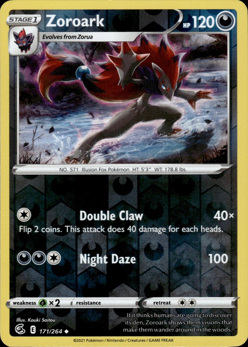 Zoroark Reverse Holo Uncommon SWSH08: Fusion Strike 171/264 NM