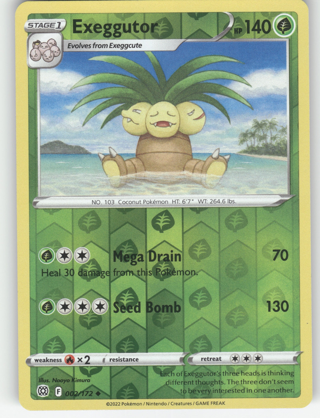 Exeggutor Reverse Holo Uncommon SWSH09: Brilliant Stars 002/172 NM