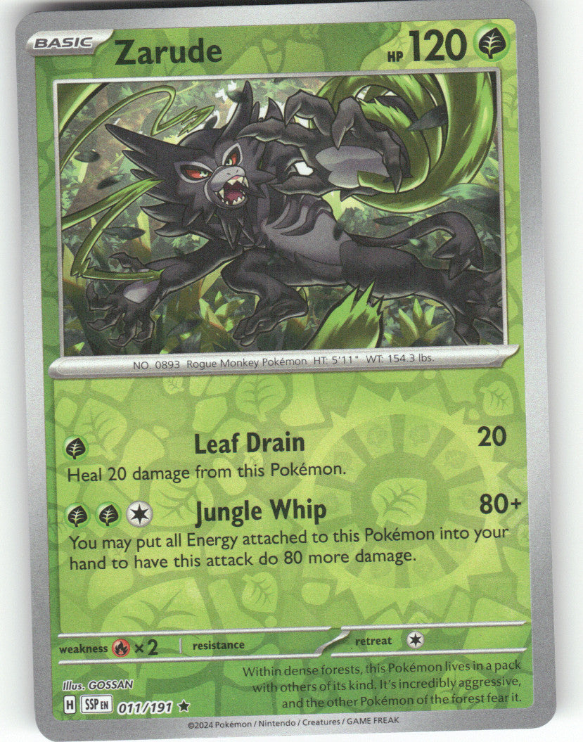 Zarude Reverse Holo Rare SV08: Surging Sparks 011/191 NM