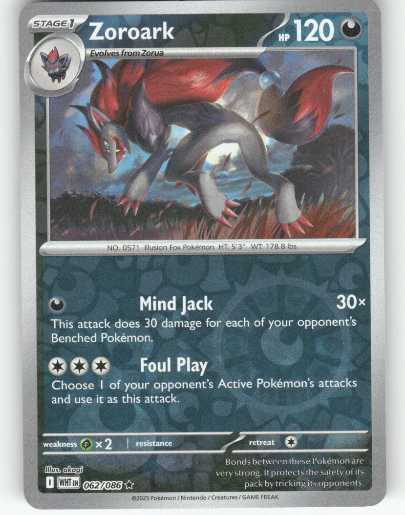 Zoroark Reverse Holo Rare SV: White Flare 062/086 NM