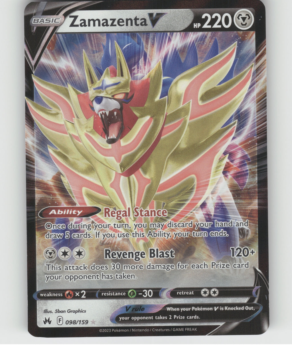 Zamazenta V Holo Ultra Rare SWSH: Crown Zenith 098/159 NM