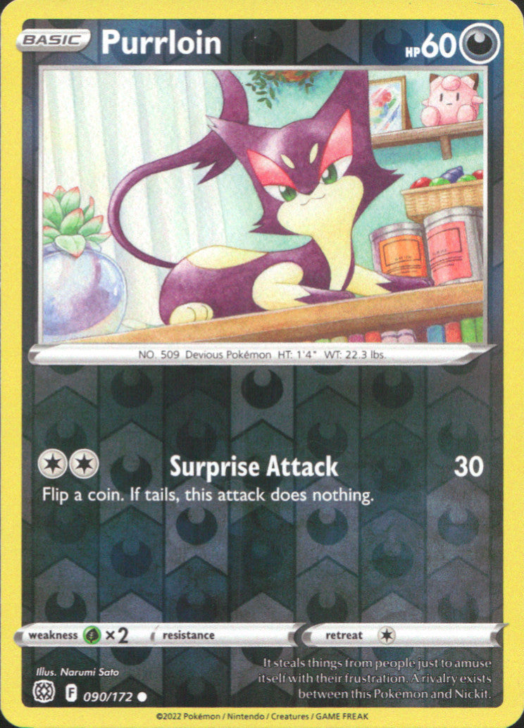 Purrloin Reverse Holo Common SWSH09: Brilliant Stars 090/172 NM