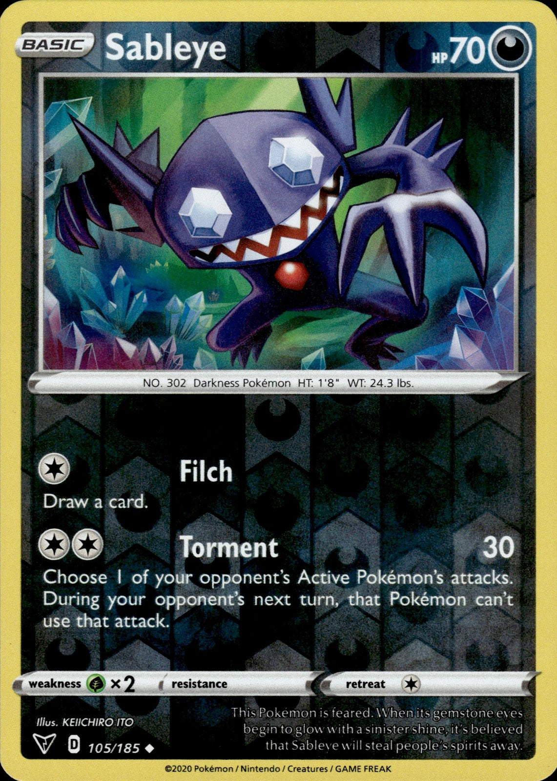 Sableye Reverse Holo Uncommon SWSH04: Vivid Voltage 105/185 NM