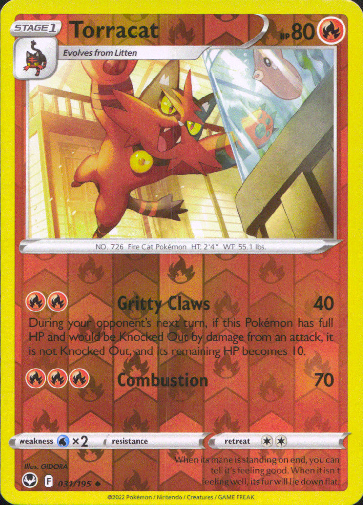 Torracat Reverse Holo Uncommon SWSH12: Silver Tempest 031/195 NM