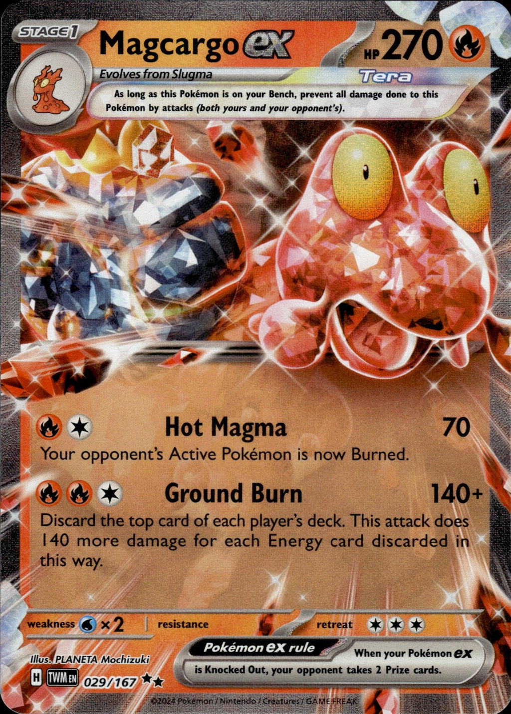 Magcargo ex Holo Double Rare SV06: Twilight Masquerade 029/167 NM