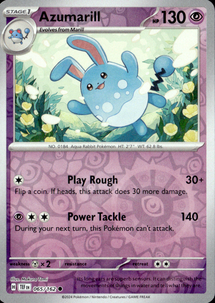 Azumarill Reverse Holo Common SV05: Temporal Forces 065/162 NM
