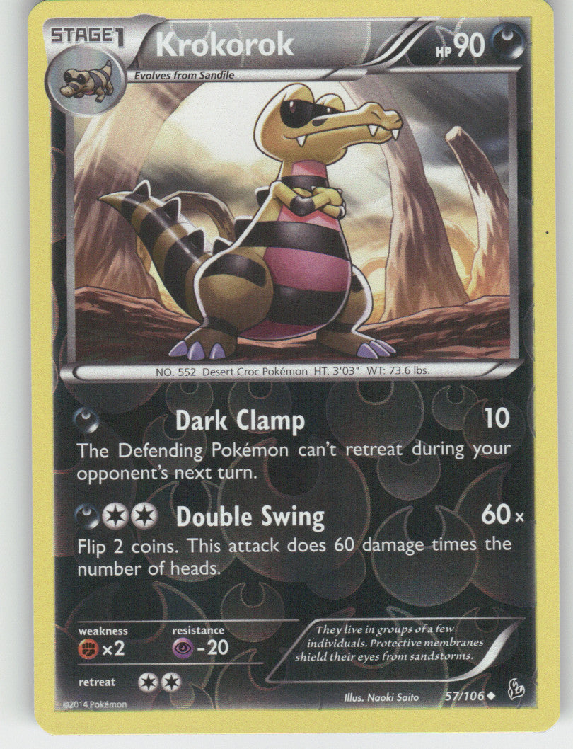Krokorok Reverse Holo Uncommon XY - Flashfire 57/106 NM