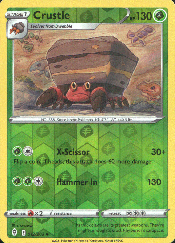 Crustle Reverse Holo Uncommon SWSH07: Evolving Skies 012/203 NM