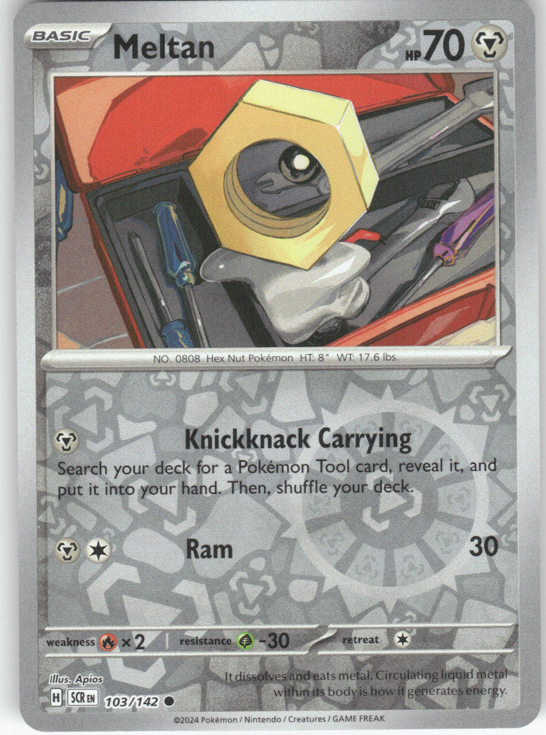 Meltan Reverse Holo Common SV07: Stellar Crown 103/142 NM