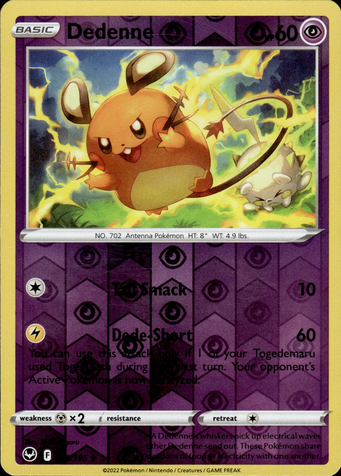 Dedenne Reverse Holo Uncommon SWSH12: Silver Tempest 085/195 NM