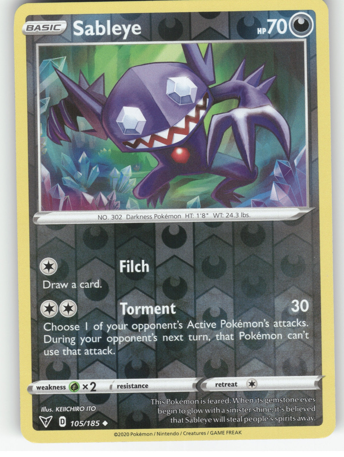 Sableye Reverse Holo Uncommon SWSH04: Vivid Voltage 105/185 NM