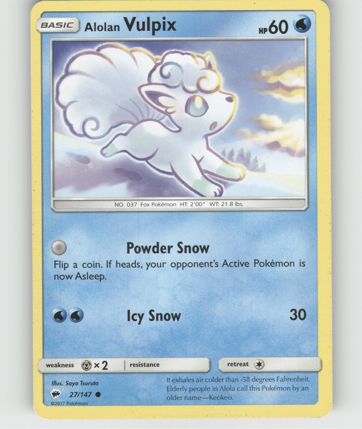 Alolan Vulpix Common SM - Burning Shadows 27/147 NM