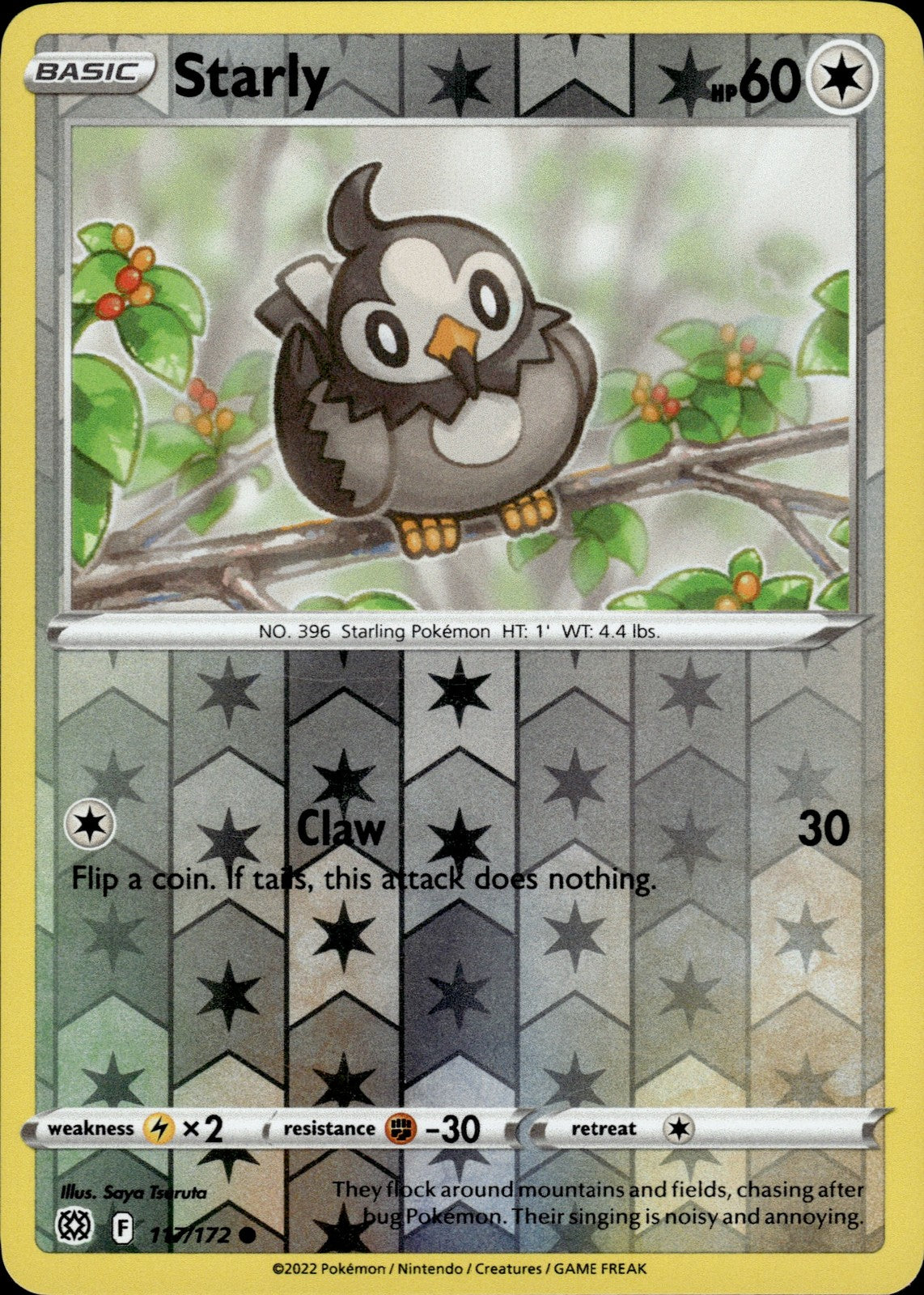 Starly Reverse Holo Common SWSH09: Brilliant Stars 117/172 NM