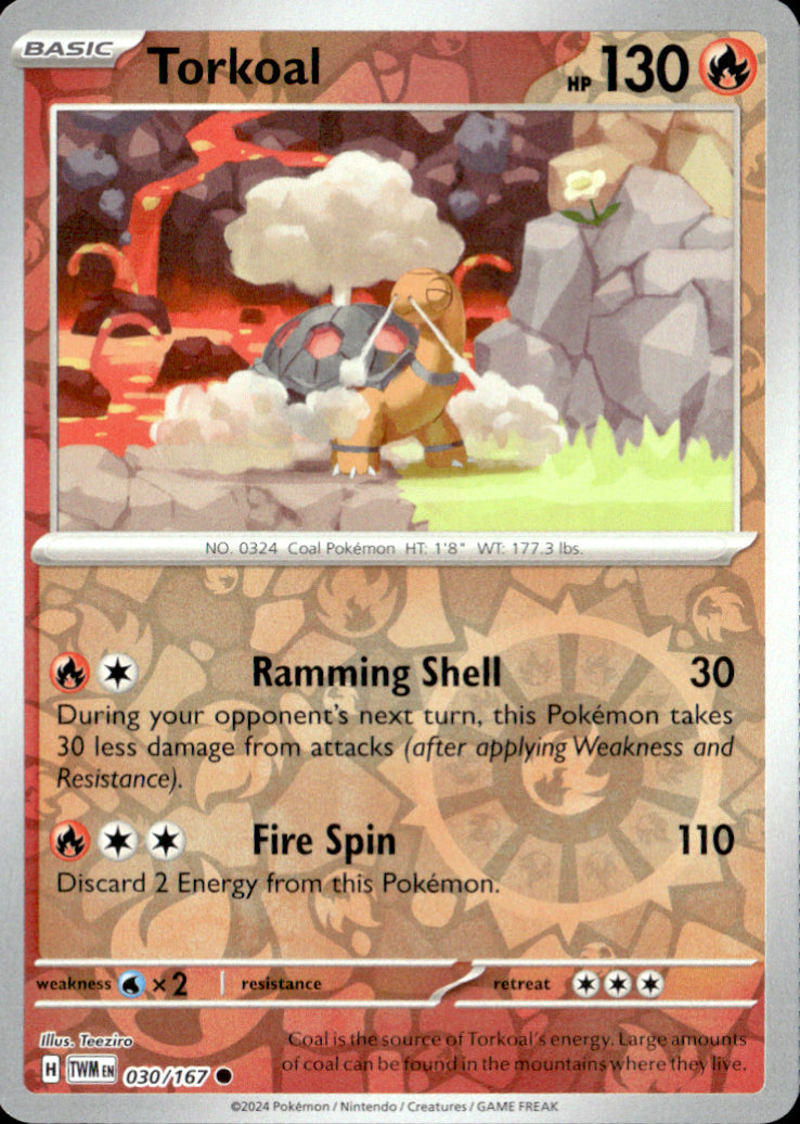 Torkoal Reverse Holo Common SV06: Twilight Masquerade 030/167 NM