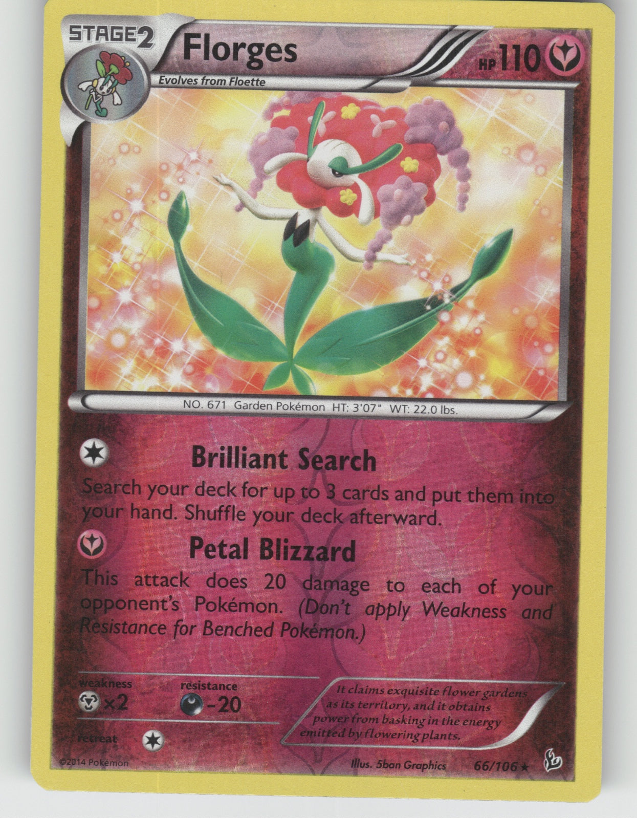 Florges Reverse Holo Holo Rare XY - Flashfire 66/106 NM
