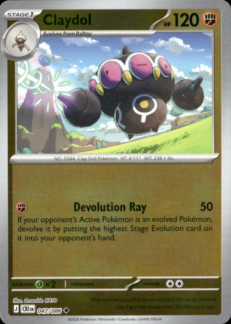 Claydol Reverse Holo Uncommon ME04: Chaos Rising 047/086 NM