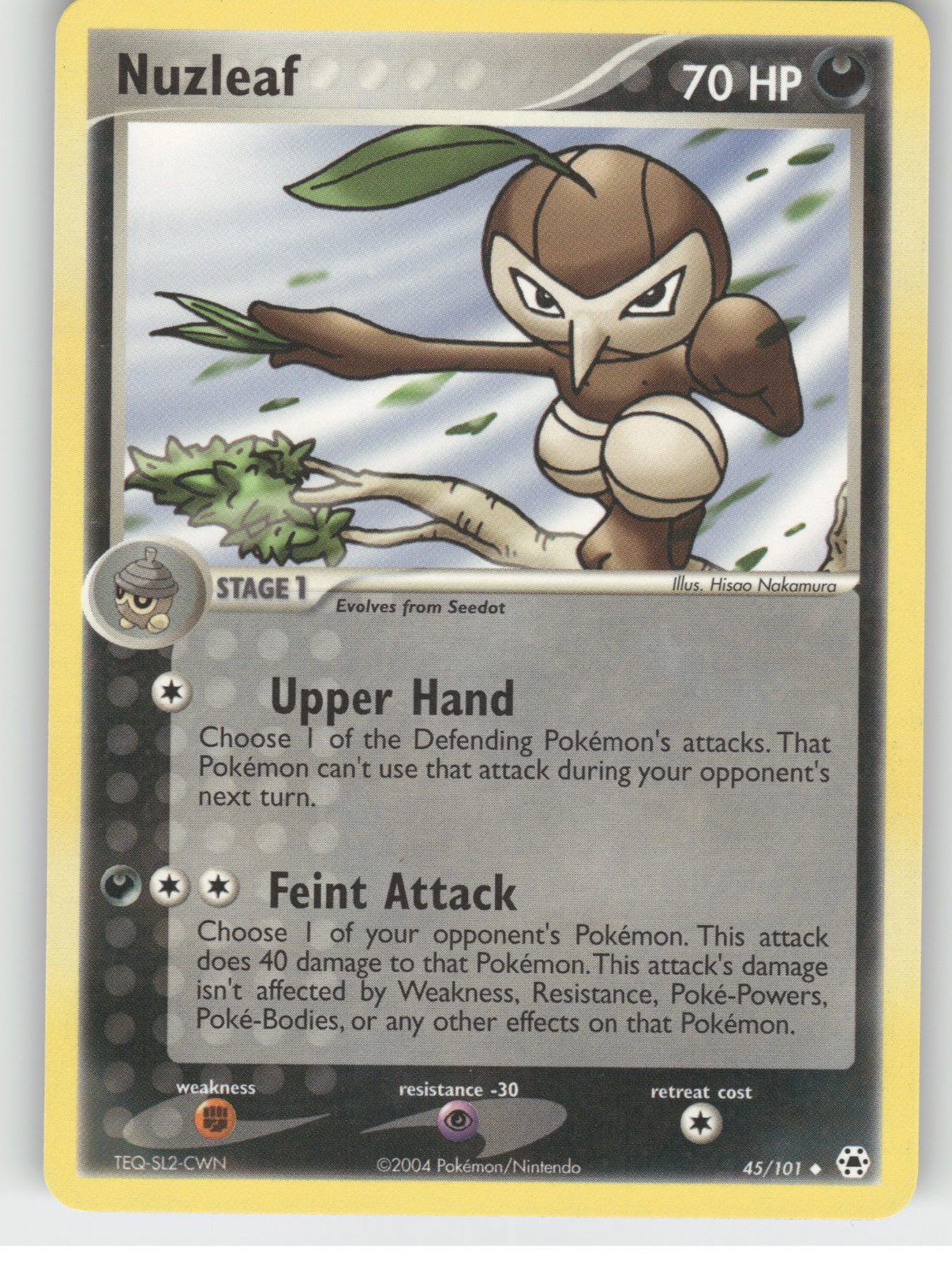 Nuzleaf Uncommon EX Hidden Legends 45/101 NM
