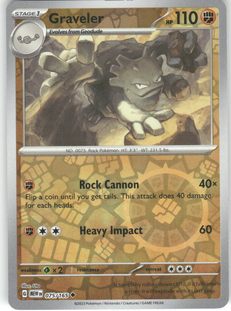 Graveler Reverse Holo Uncommon SV: Scarlet & Violet 151 075/165 NM