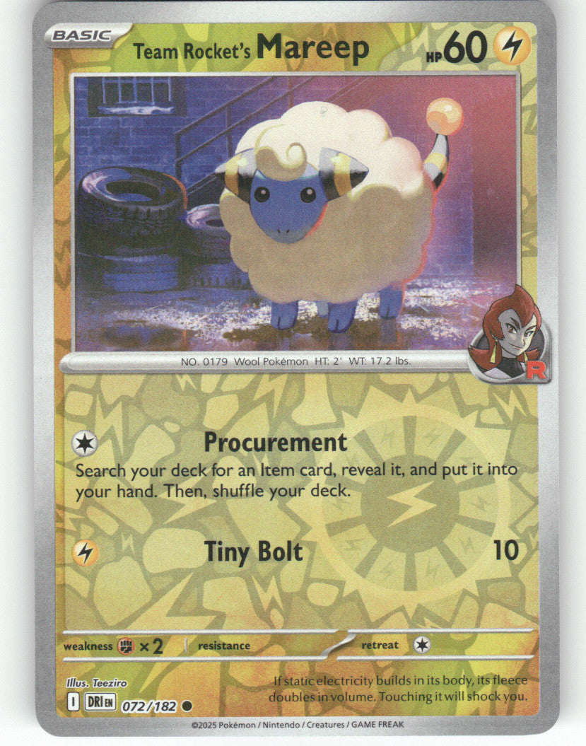Team Rocket's Mareep Reverse Holo Common SV10: Destined Rivals 072/182 NM