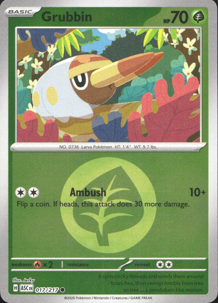 Grubbin (Energy Symbol Pattern) Reverse Holo Common ME: Ascended Heroes 017/217 NM