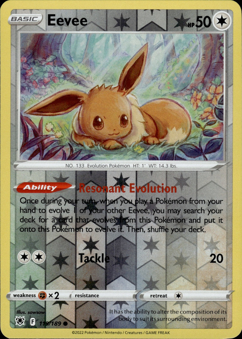Eevee Reverse Holo Common SWSH10: Astral Radiance 119/189 NM