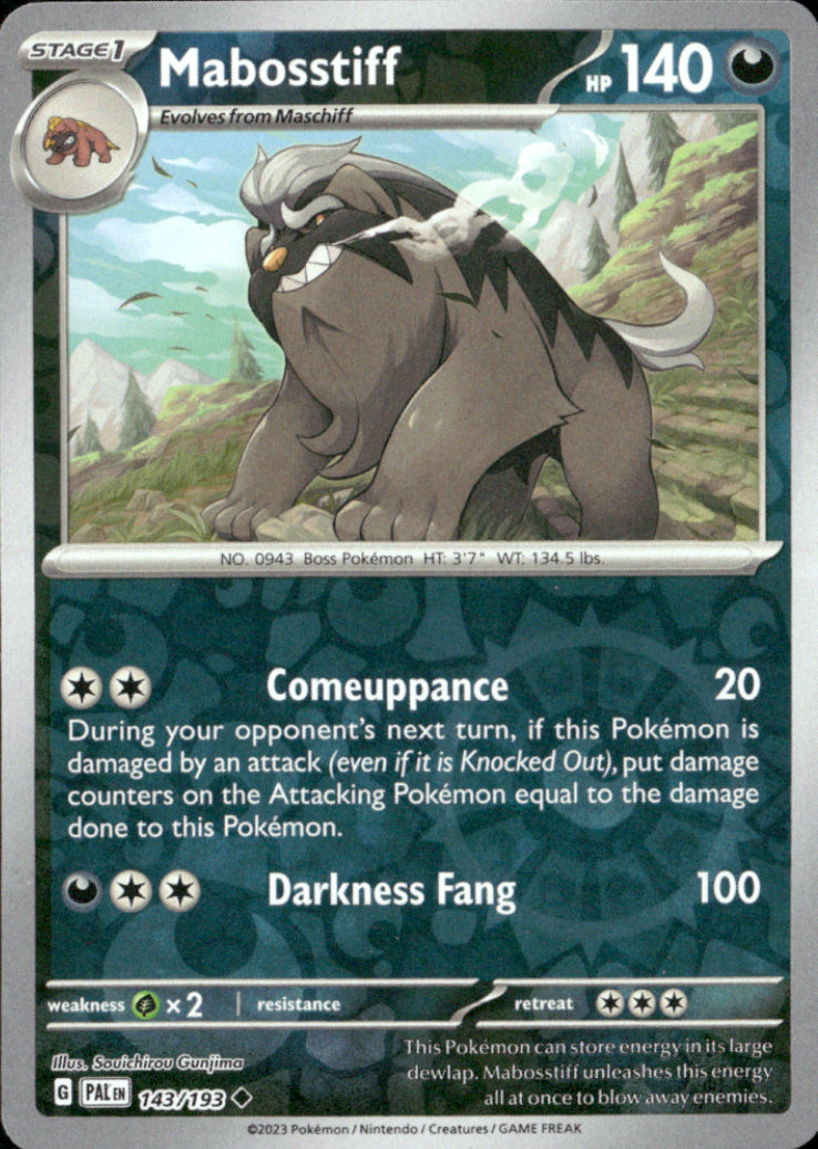 Mabosstiff Reverse Holo Uncommon SV02: Paldea Evolved 143/193 NM