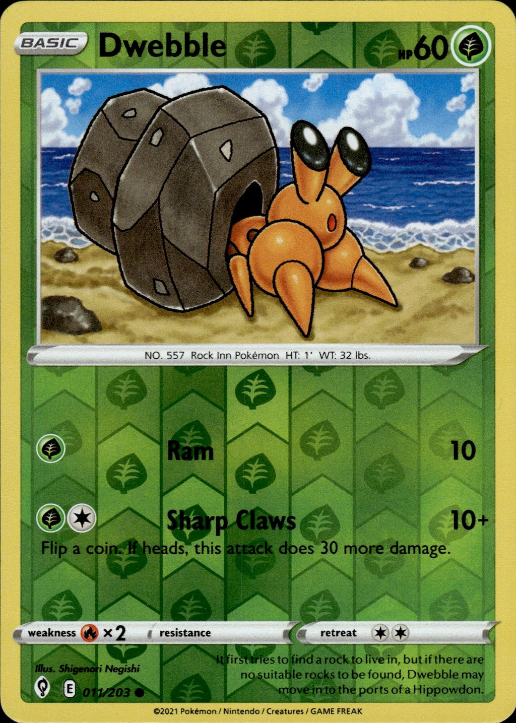 Dwebble Reverse Holo Common SWSH07: Evolving Skies 011/203 NM