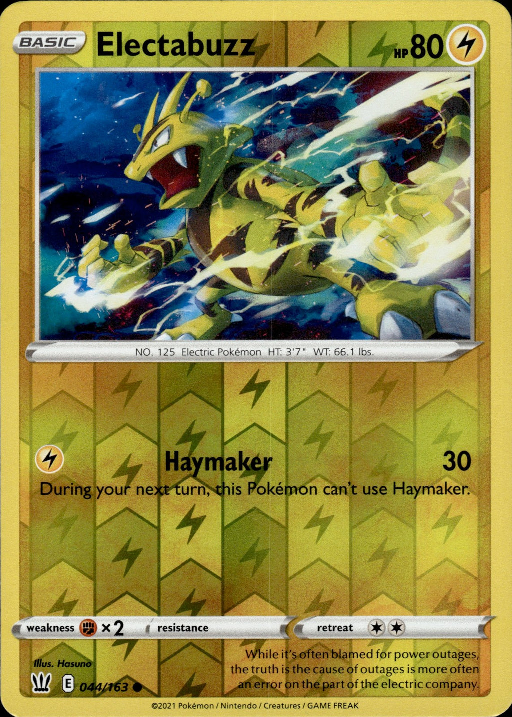 Electabuzz Reverse Holo Common SWSH05: Battle Styles 044/163 NM