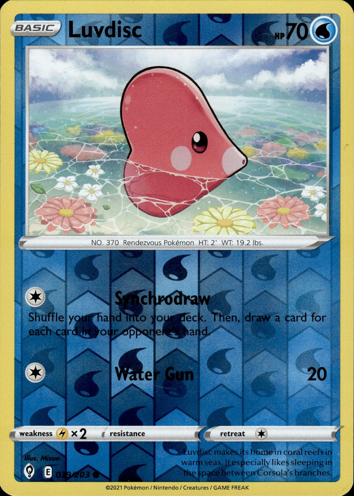 Luvdisc Reverse Holo Common SWSH07: Evolving Skies 039/203 NM
