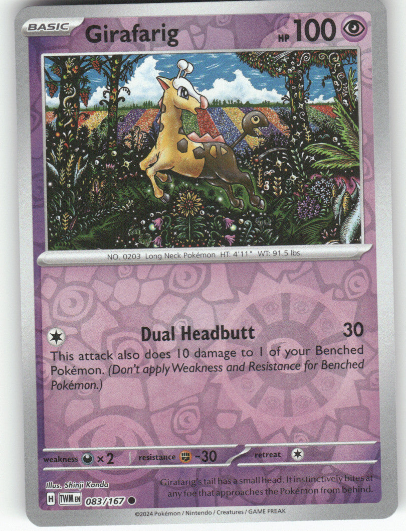 Girafarig Reverse Holo Common SV06: Twilight Masquerade 083/167 NM