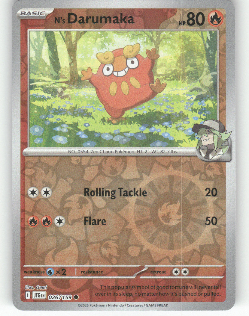 N's Darumaka Reverse Holo Common SV09: Journey Together 026/159 NM