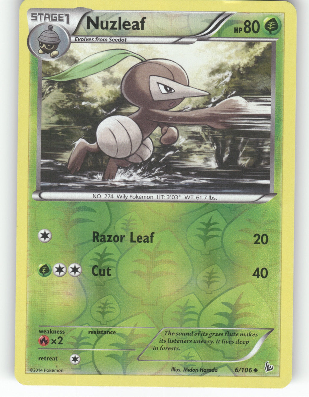 Nuzleaf Reverse Holo Uncommon XY - Flashfire 6/106 NM