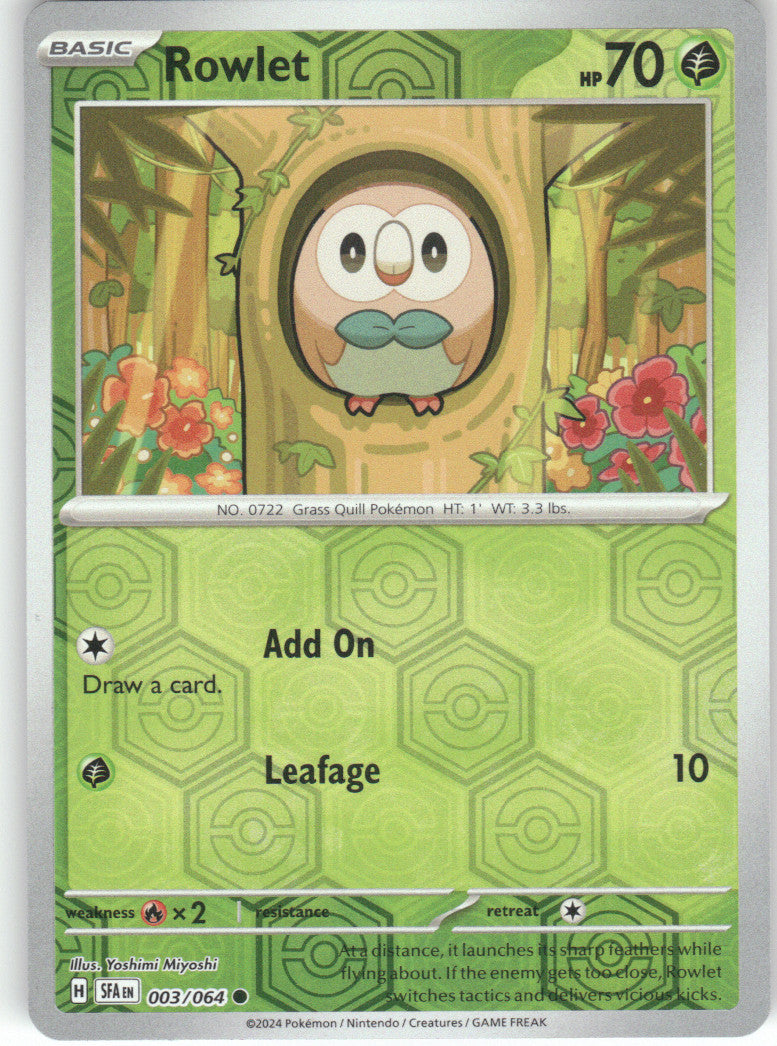 Rowlet Reverse Holo Common SV: Shrouded Fable 003/064 NM
