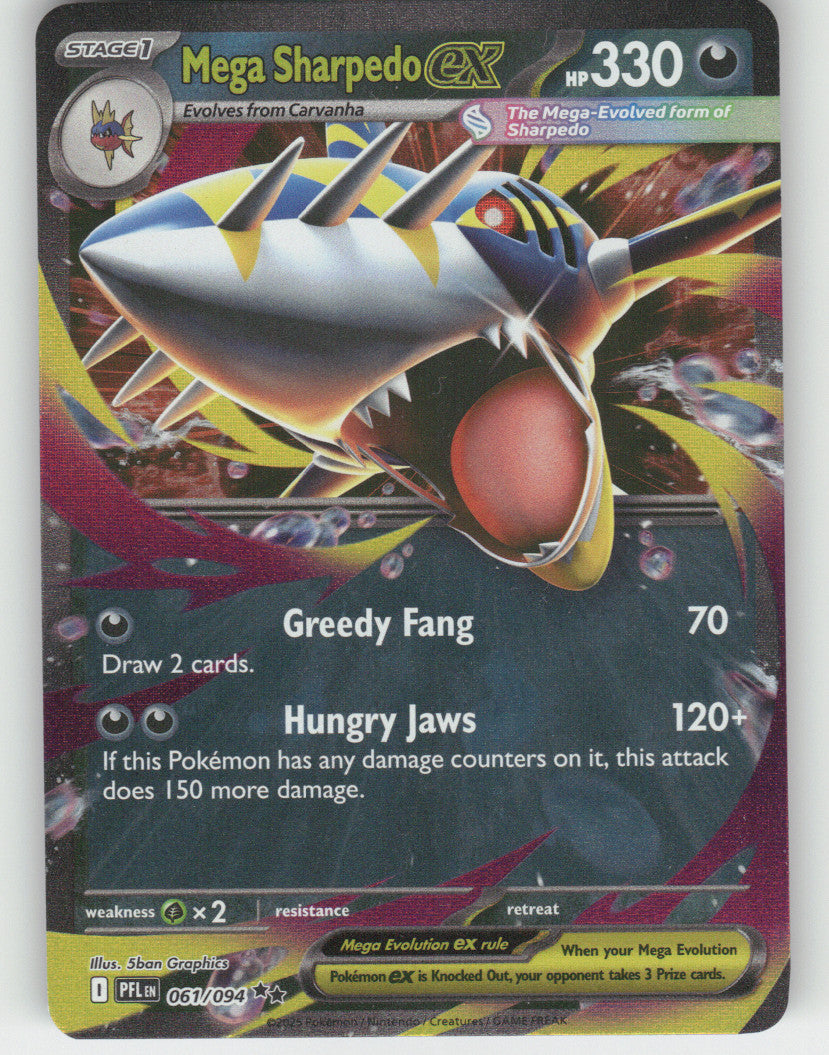 Mega Sharpedo ex Holo Double Rare ME02: Phantasmal Flames 061/094 NM
