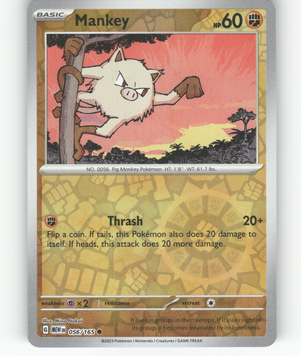 Mankey Reverse Holo Common SV: Scarlet & Violet 151 056/165 NM