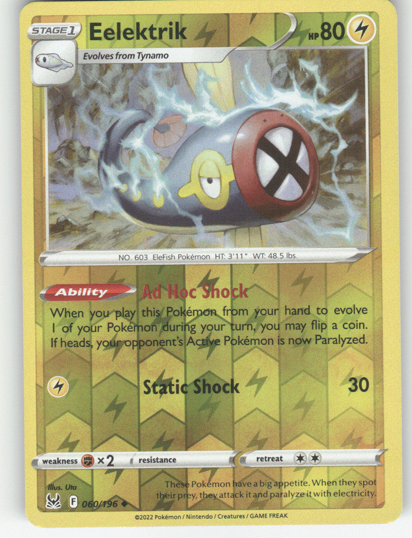 Eelektrik Reverse Holo Uncommon SWSH11: Lost Origin 060/196 NM