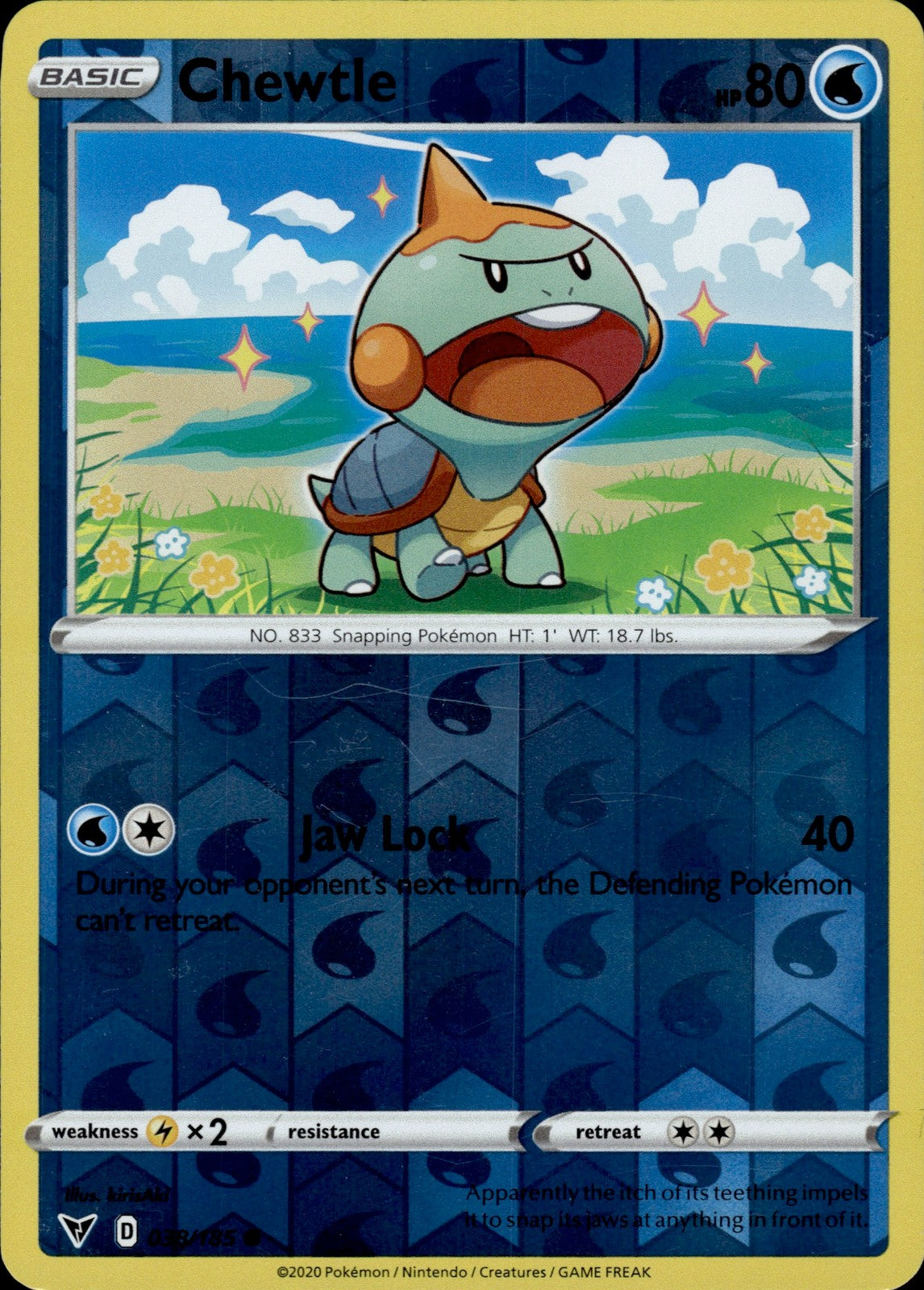 Chewtle Reverse Holo Common SWSH04: Vivid Voltage 038/185 NM