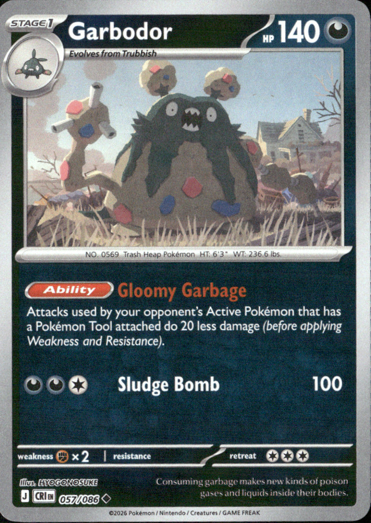 Garbodor Reverse Holo Uncommon ME04: Chaos Rising 057/086 NM