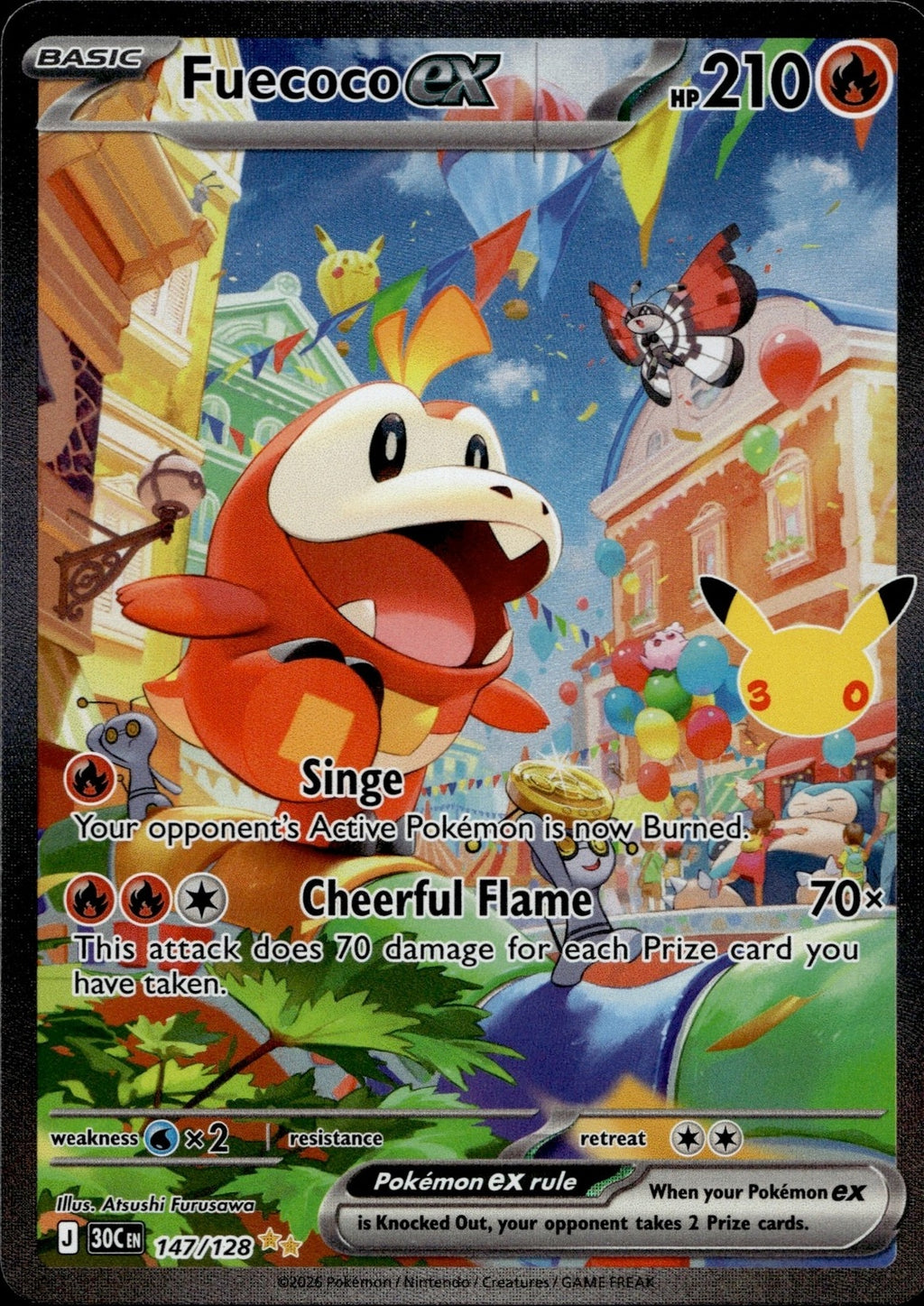 Fuecoco ex Holo Special Illustration Rare ME: 30th Celebration 147/128 NM