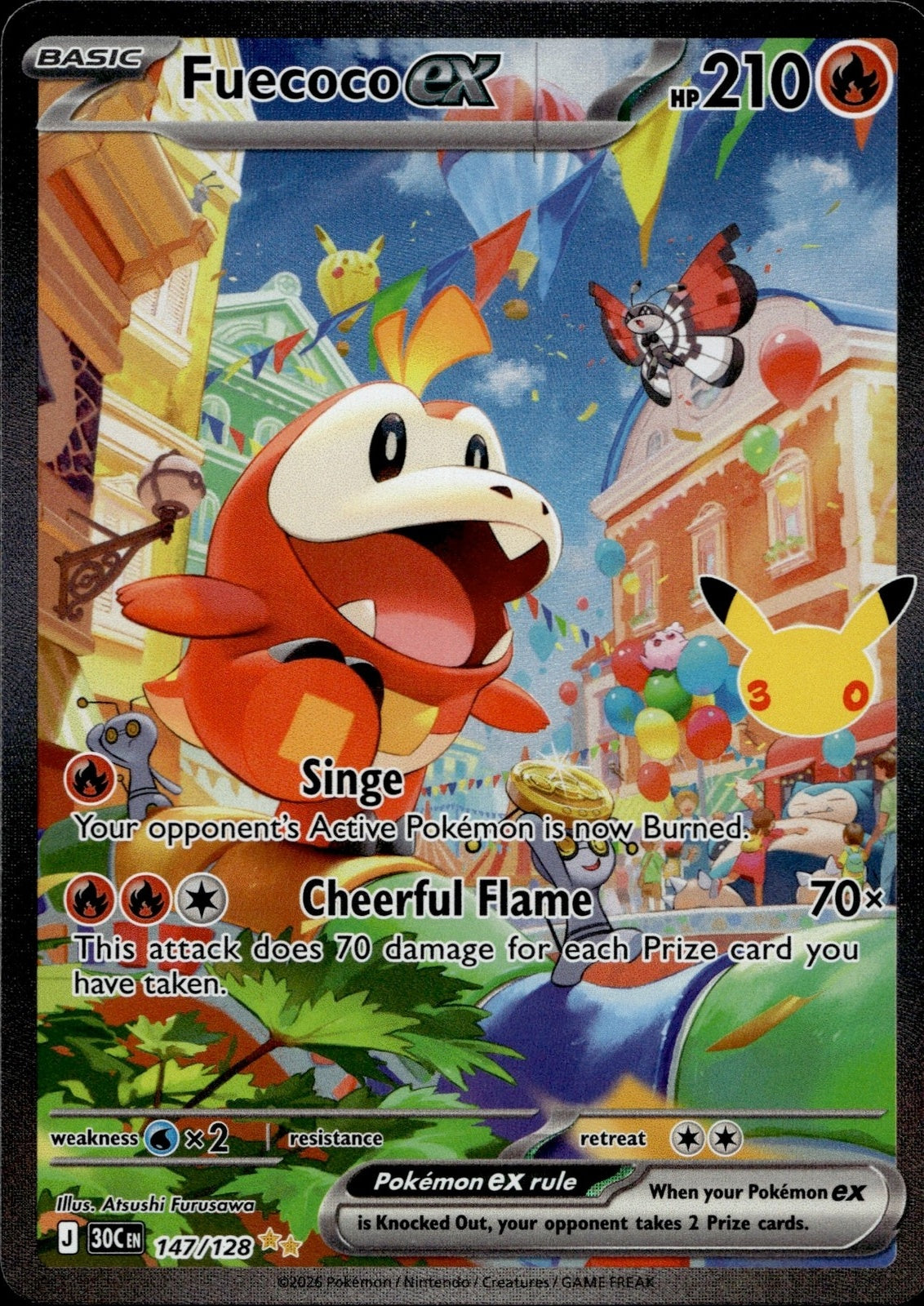 Fuecoco ex Holo Special Illustration Rare ME: 30th Celebration 147/128 NM