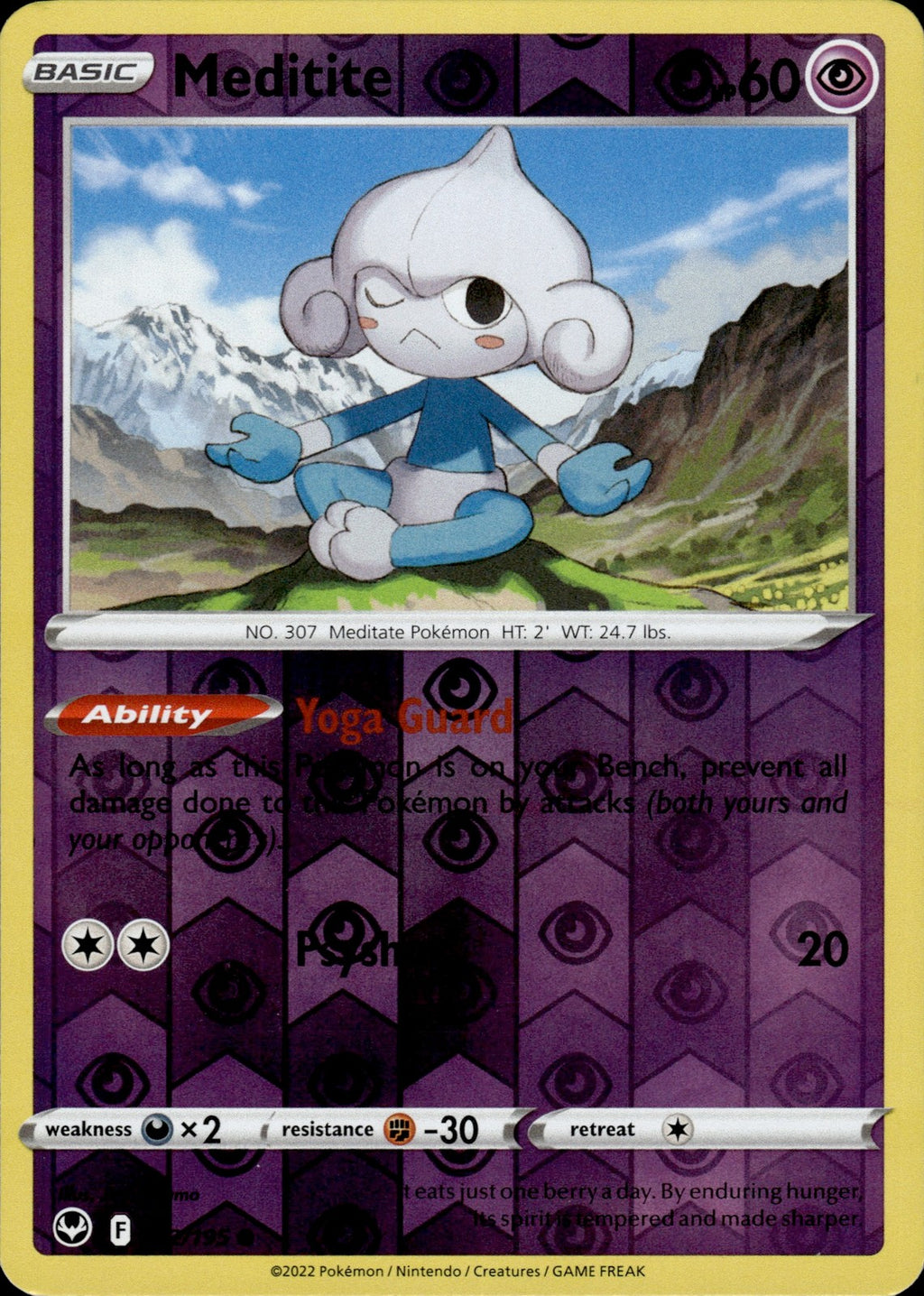 Meditite Reverse Holo Common SWSH12: Silver Tempest 072/195 NM