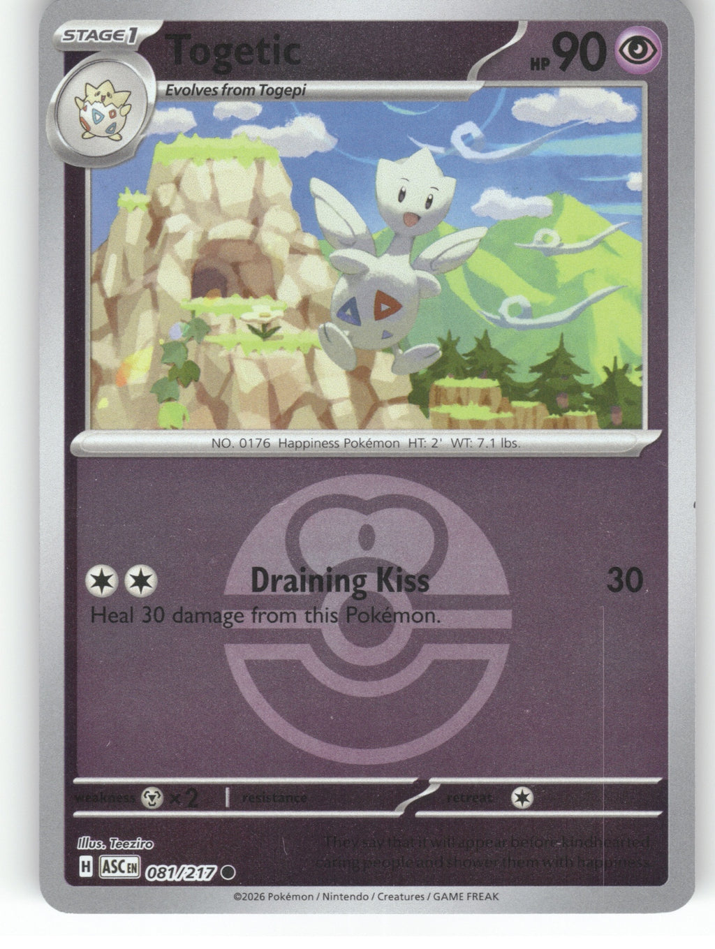 Togetic (Love Ball) Reverse Holo Common ME: Ascended Heroes 081/217 NM