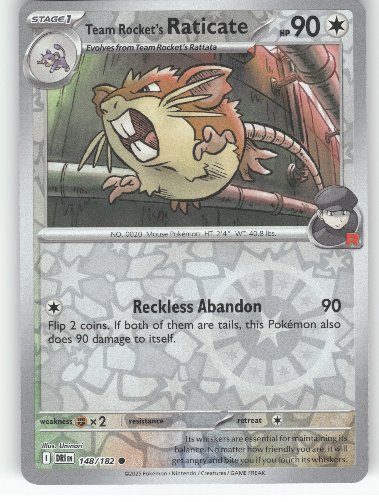 Team Rocket's Raticate - Reverse Holo Common SV10: Destined Rivals 148/182 NM