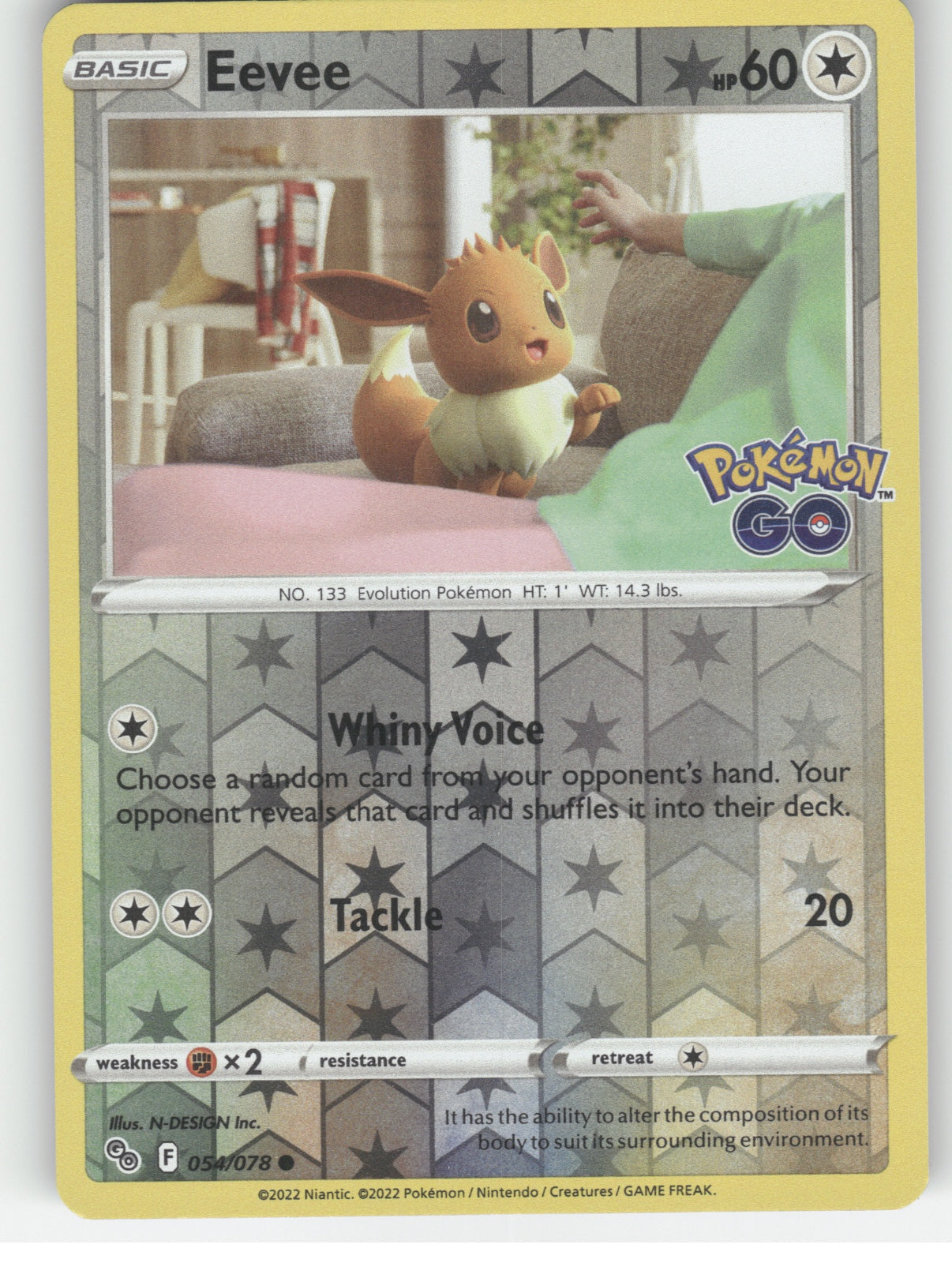 Eevee Reverse Holo Common Pokemon GO 054/078 NM