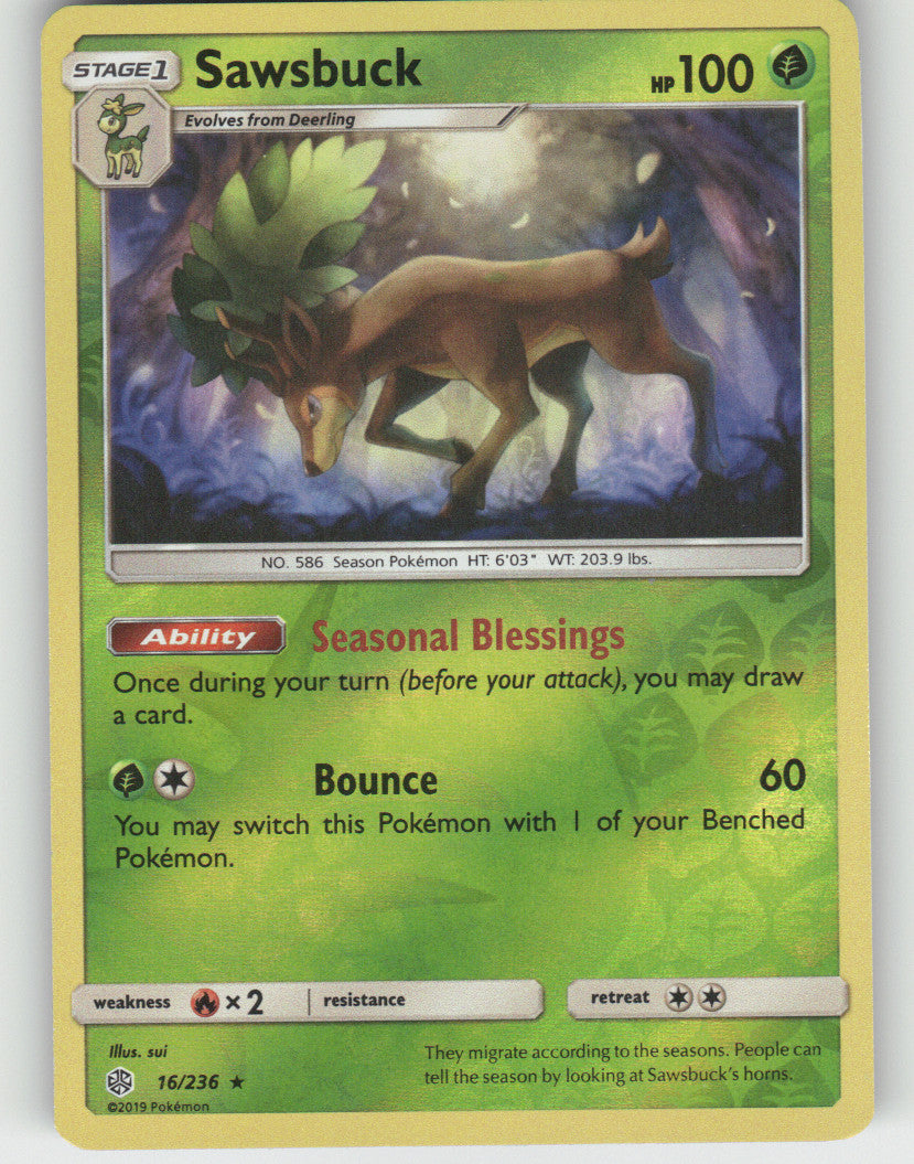 Sawsbuck Reverse Holo Holo Rare SM - Cosmic Eclipse 16/236 NM