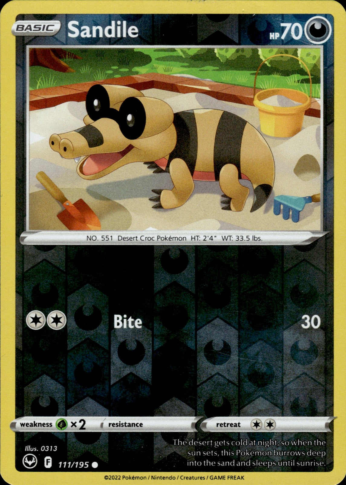 Sandile Reverse Holo Common SWSH12: Silver Tempest 111/195 NM
