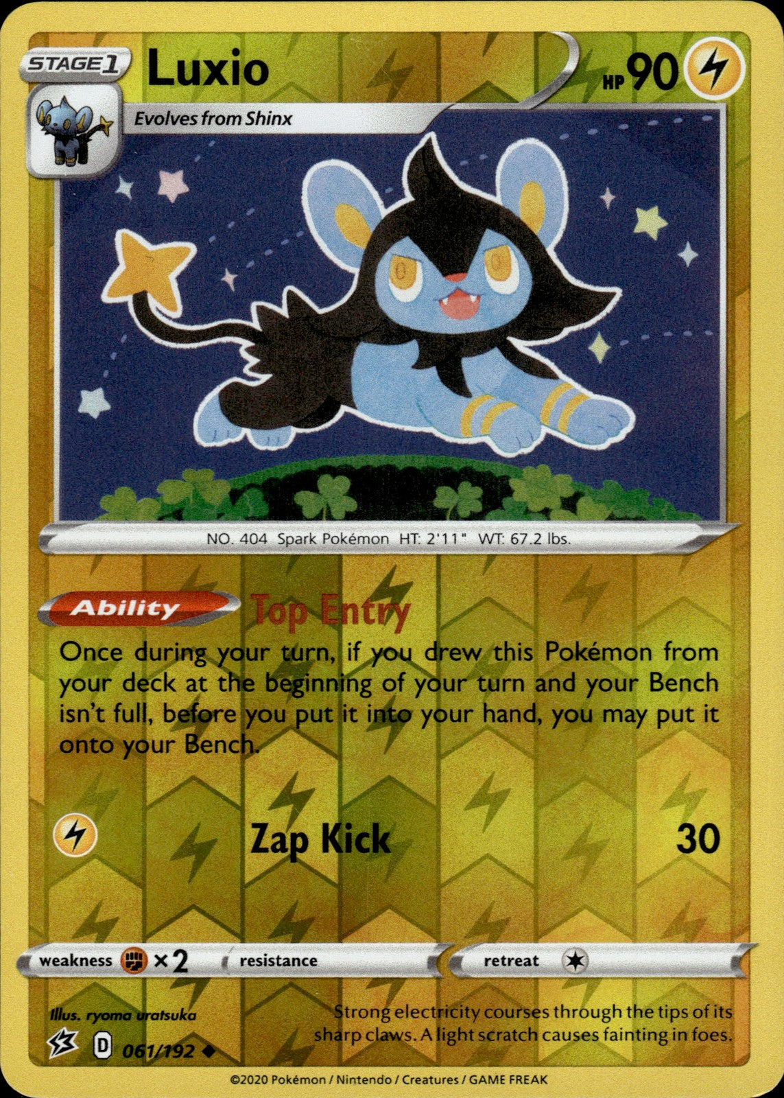 Luxio Reverse Holo Uncommon SWSH02: Rebel Clash 061/192 NM