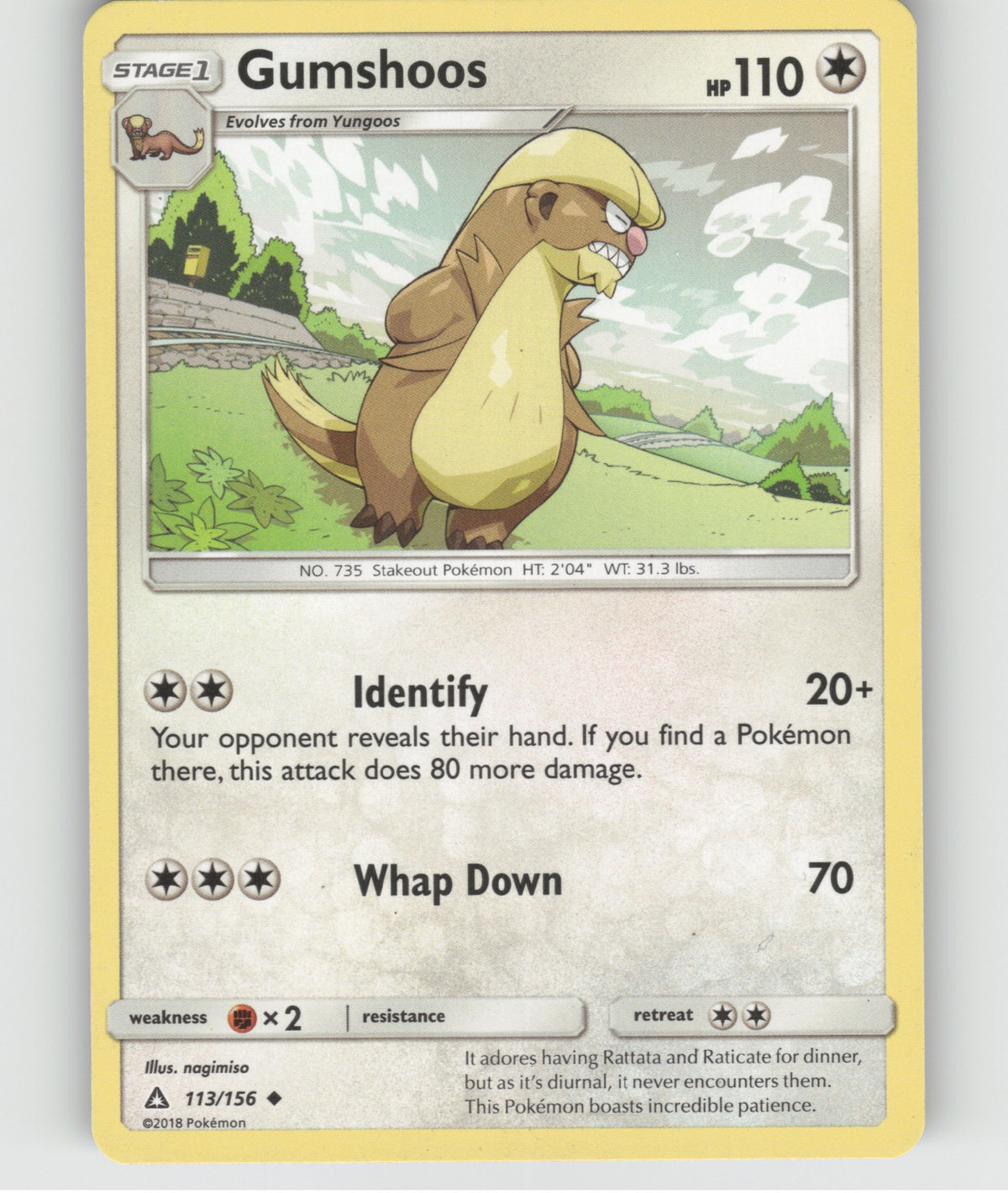 Gumshoos Uncommon SM - Ultra Prism 113/156 NM