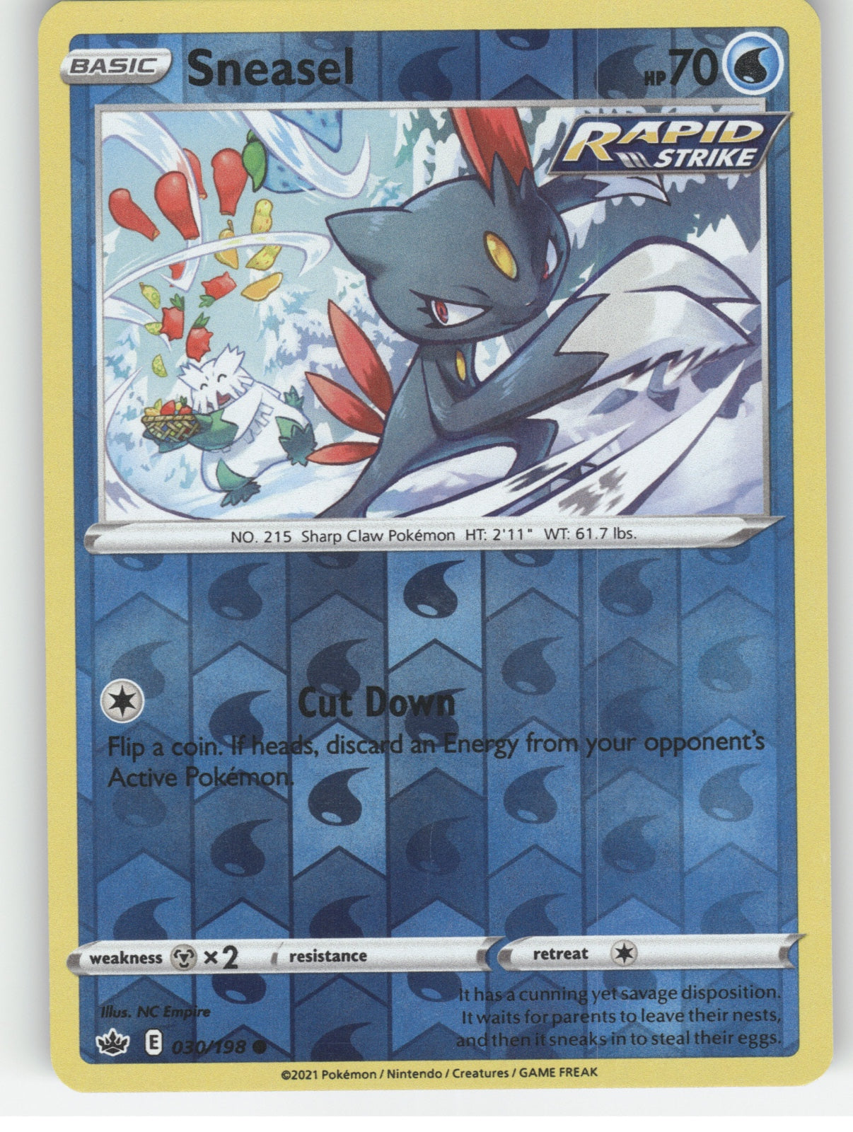Sneasel Reverse Holo Common SWSH06: Chilling Reign 030/198 NM